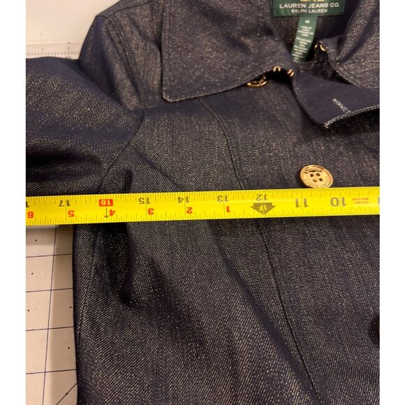 Lauren Ralph Lauren LRL Double Breasted Metallic Blue Denim P-Coat Women’s Sz. M - Picture 8 of 11